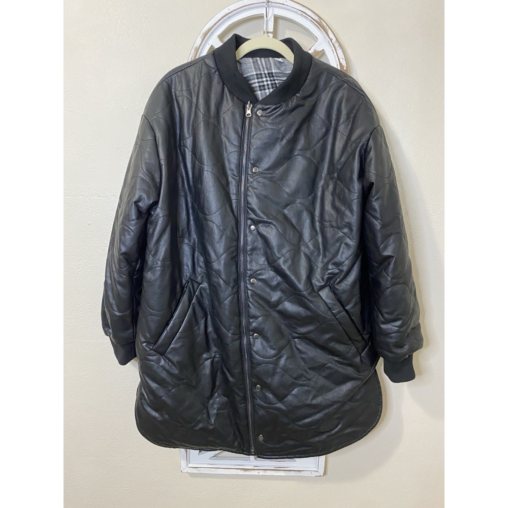 Evereve Georgetown Reversible Coat Faux Leather Long Quilted